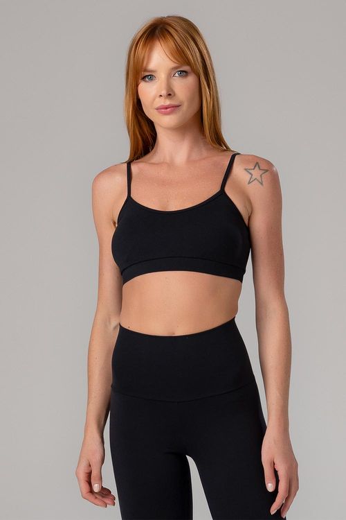 TOP HIGH COMPRESSION ESSENTIAL COM BOJO REMOVÍVEL ADULTO - REF. A853 - PRETO