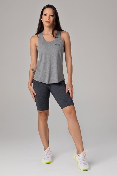 BERMUDA COM BOLSO ESSENTIAL HIGH COMPRESSION ADULTO - REF. A857 - MESCLA PRETO