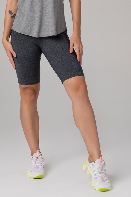 BERMUDA COM BOLSO ESSENTIAL HIGH COMPRESSION ADULTO - REF. A857 - MESCLA PRETO