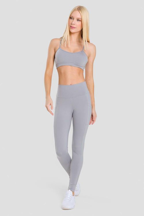 CALÇA LEGGING HIGH COMPRESSION ESSENTIAL COM BOLSO ADULTO - REF. F14391 - CINZA LOFT