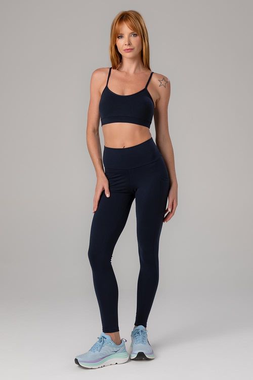 CALÇA LEGGING HIGH COMPRESSION ESSENTIAL COM BOLSO ADULTO - REF. F14391 - MARINHO EBONY