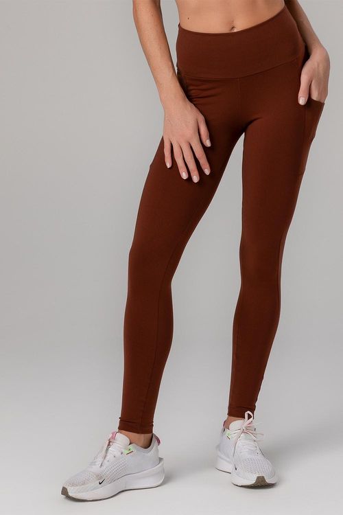 CALÇA LEGGING HIGH COMPRESSION ESSENTIAL COM BOLSO ADULTO - REF. F14391 - CACAU