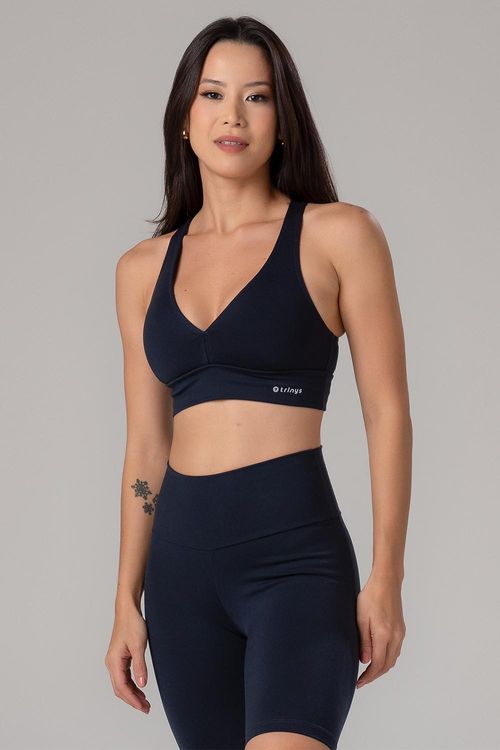 TOP HIGH COMPRESSION DECOTE V COM BOJO REMOVÍVEL ADULTO - REF. F12171 - MARINHO EBONY