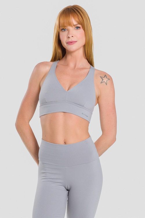 TOP HIGH COMPRESSION DECOTE V COM BOJO REMOVÍVEL ADULTO - REF. F12171 - CINZA LOFT