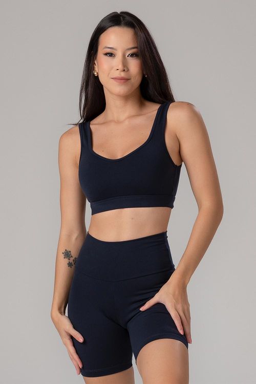 TOP FECHO ESSENTIAL HIGH COMPRESSION BOJO REMOVÍVEL ADULTO - REF. F13840 - MARINHO EBONY