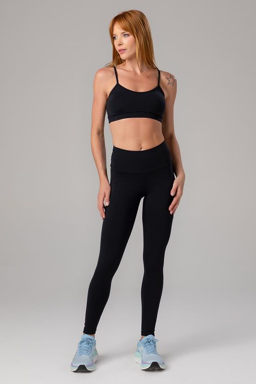 CALÇA LEGGING HIGH COMPRESSION ESSENTIAL COM BOLSO ADULTO - REF. F14391 - PRETO