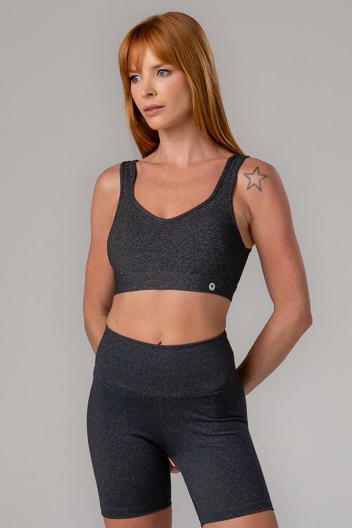 TOP FECHO ESSENTIAL HIGH COMPRESSION BOJO REMOVÍVEL ADULTO - REF. F13840 - MESCLA PRETO