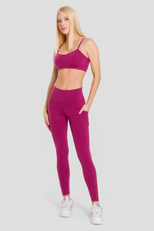 CALÇA LEGGING HIGH COMPRESSION ESSENTIAL COM BOLSO ADULTO - REF. F14391 - BORGONHA