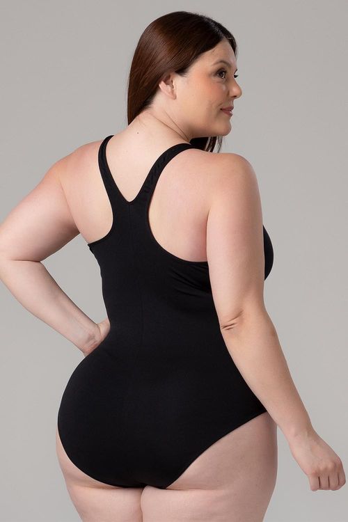 MAIÔ FECHADO NAS COSTAS (48 AO 52) PLUS SIZE - REF. A183HB5 - PRETO - ADULTO
