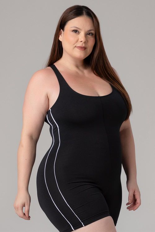 MACAQUINHO FRISO FECHADO NAS COSTAS COM TOUCA ADULTO - REF. A272 - PRETO