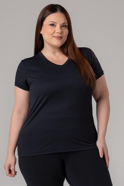 BLUSA ECO DRY PLUS SIZE ESSENTIAL ADULTO - REF. A873 - PRETO